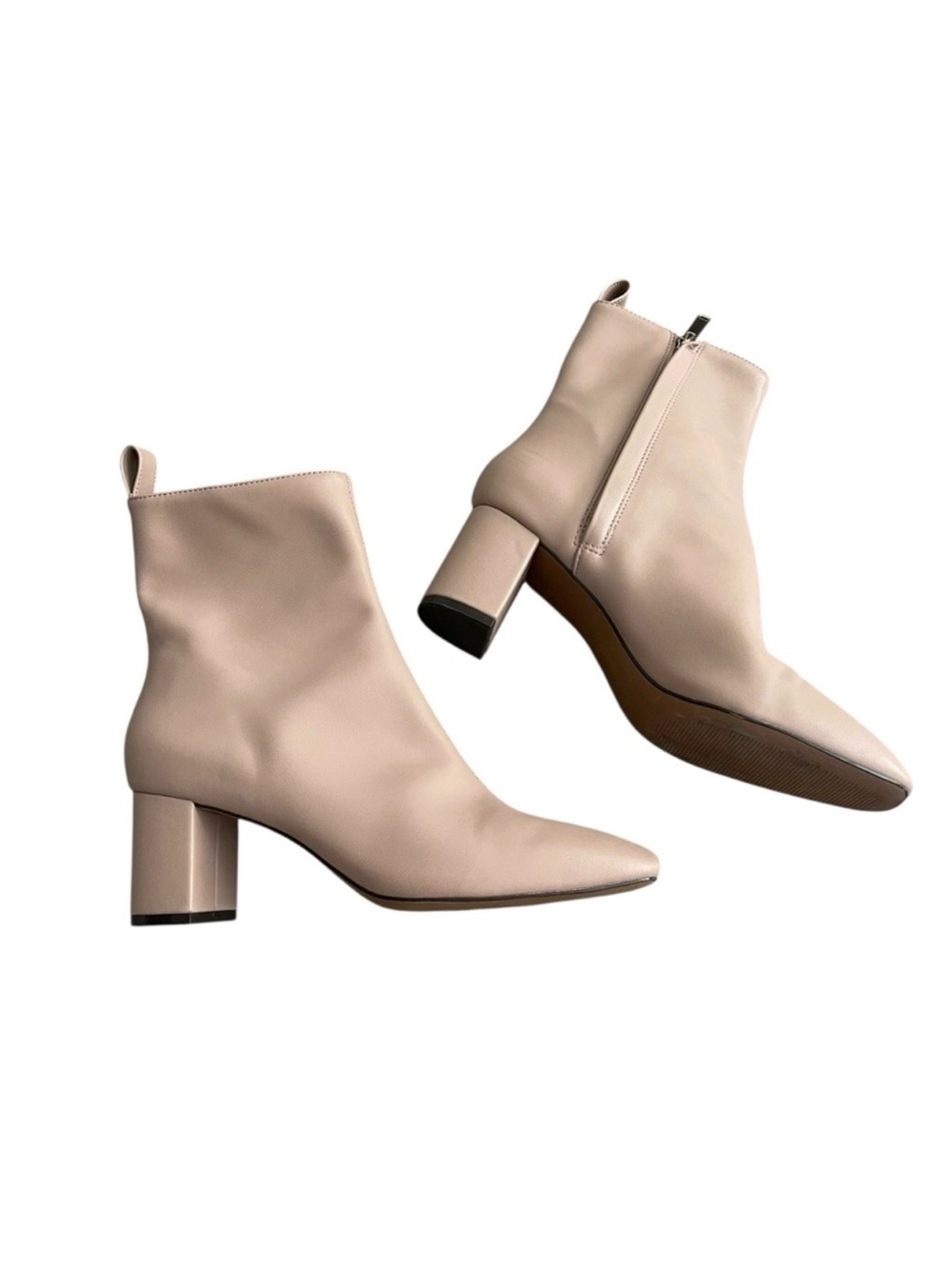 H&M beige block heel ankle booties - 8.5